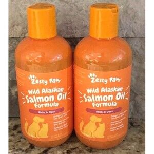 Zesty Paws Wild Alaskan Salmon Oil Dogs & Cats 8oz x2 Skin & Coat Support NEW